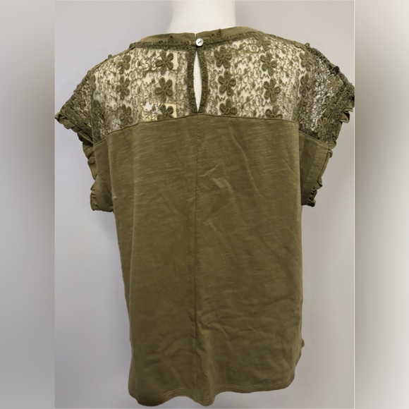 Everleigh Anthropology Olive Green, Lace, Size Small 100% Cotton NWT - Picture 3 of 8
